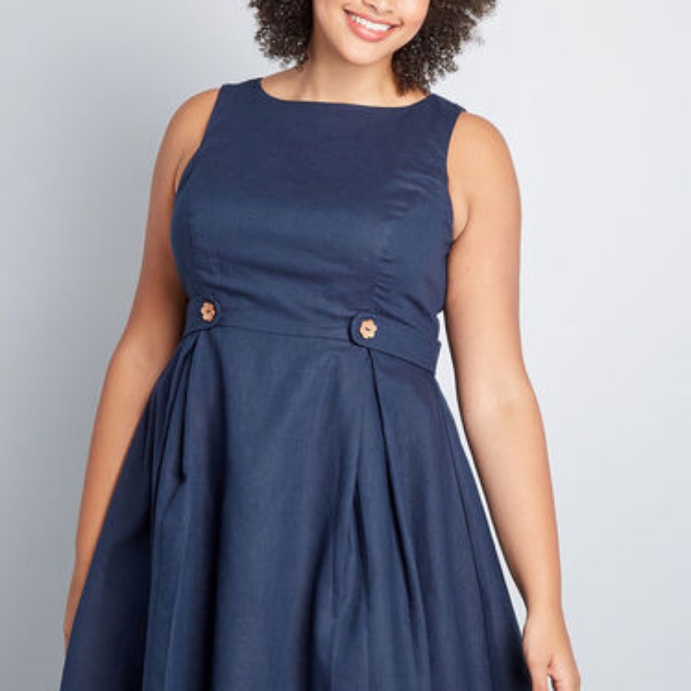 Modcloth Something Sixties Cotton Linen Dress